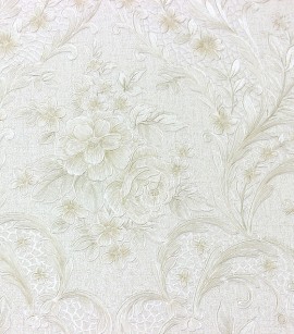 PÁG. 62 - Papel de Parede Floral e Arabesco Off-White (Brilho e leve relevo) - Coleção Dolce Vita - Vinílico Lavável