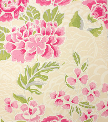 PÁG. 54 - Papel de Parede Floral Rosa e Bege Claro - Coleção Grace 4 - Vinílico Importado