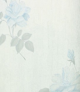 PÁG. 52 - Papel de Parede Flores Off-White e Azul Claro (Brilho Glitter e leve relevo) -Coleção Dolce Vita - Vinílico Lavável