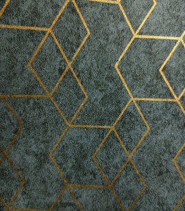 PÁG. 22 - Papel de Parede Formas Geométricas Cinza Escuro (Detalhes com brilho em Dourado) - Coleção Essencial - Vinílico