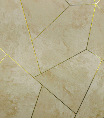 PÁG. 45 - Papel de Parede Geométrico Bege Escuro com Fio Dourado - Coleção White Swan - Vinílico Importado