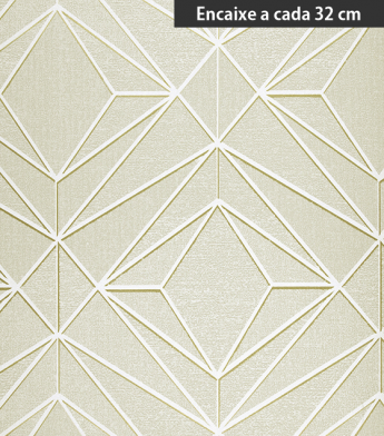 PÁG. 26 - Papel de Parede Geométrico Bege Claro Acinzentado (Brilho Laminado Dourado) - Coleção Neo Geometric - Semi-Vinílico