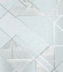 PÁG. 07 - Papel de Parede Geométrico Estilizado Cinza Azulado com Brilho Metálico - Coleção White Swan - Vinílico Importado