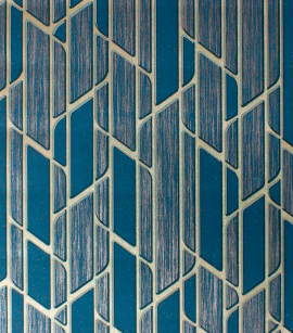 Papel de Parede Geométrico Estilizado - Importado Lavável - Coleção Lord II (Azul/ Nude)
