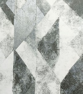 PÁG. 44 - Papel de Parede Geométrico Losango Tons de Cinza e Branco (Leve brilho prata) - Coleção Essencial - Vinílico
