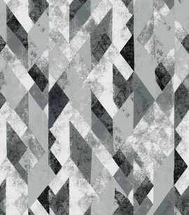 PÁG. 44 - Papel de Parede Geométrico Losango Tons de Cinza e Branco (Leve brilho prata) - Coleção Essencial - Vinílico