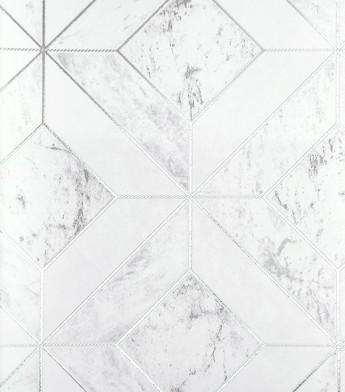 PÁG. 41 - Papel de Parede Geométrico Off-White com Fio Prata - Coleção White Swan - Vinílico Importado