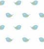 PÁG. 11 - Papel de Parede Infantil Passarinhos Branco e Azul com Glitter - Coleção Fofura Baby - Vinílico Importado