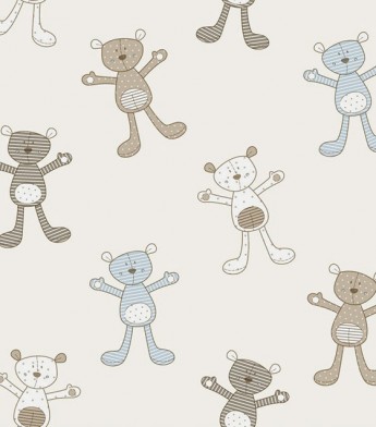 PÁG. 46 - Papel de Parede Infantil Ursinhos Bege - Coleção Fofura Baby - Vinílico Importado