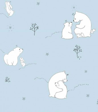 PÁG. 23 - Papel de Parede Infantil Urso Polar Azul - Coleção Fofura Baby - Vinílico Importado