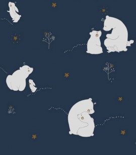 PÁG. 33 - Papel de Parede Infantil Urso Polar Azul Marinho - Coleção Fofura Baby - Vinílico Importado